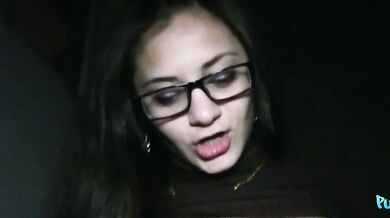 Nerd Glasses Babe Gets Creampie And Earn Some Cash