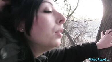 Black Haired Girl Fucks My Rock Hard Cock Outside