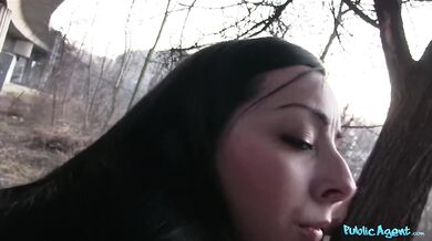 Black Haired Girl Fucks My Rock Hard Cock Outside