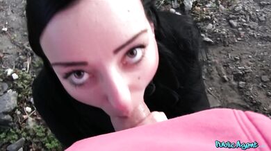 Black Haired Girl Fucks My Rock Hard Cock Outside
