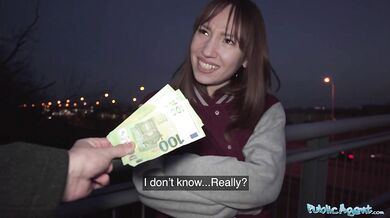 Hot brunette dances for me in public before I fuck her hard