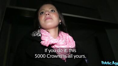 Nervous college student with great tits gives herself to me