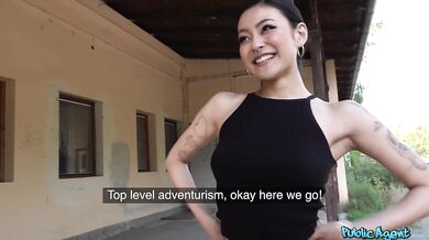 Wet Japanese girl with big tits gets creampie in public train station