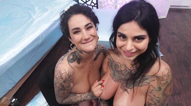 Arabelle Raphael With Another Busty Friend In POV Threesome