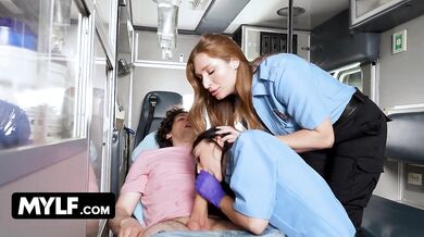Busty Paramedics Skylar Snow And Alexa Chains Fix A Biker's Throbbing Boner