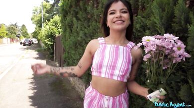 Small and tiny cute latina teen cums on my cock