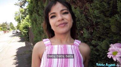 Small and tiny cute latina teen cums on my cock