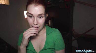 Public Agent Kaira rolls off my condom to feel me bareback inside her