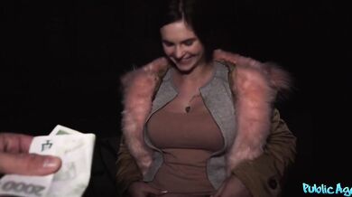 Big tits BBW college student first time fucking in public