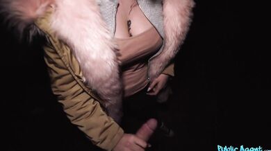 Big tits BBW college student first time fucking in public