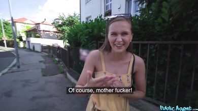 Deep creampie for unlucky babe behind the train station