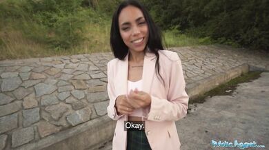 Cute Colombia babe is bent over and fucked from behind outdoors