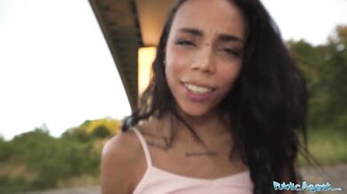 Cute Colombia babe is bent over and fucked from behind outdoors