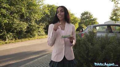 Cute Colombia babe is bent over and fucked from behind outdoors