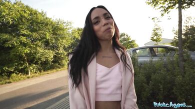 Cute Colombia babe is bent over and fucked from behind outdoors