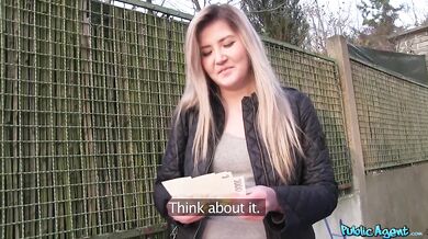 Painfully cute blonde teen gets even more horny from having sex outdoors