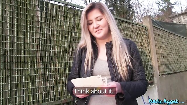 Painfully cute blonde teen gets even more horny from having sex outdoors