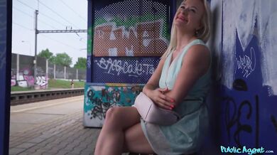 Real MILF amateur with big boobs fucked behind train station