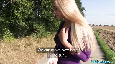 Teen with big tits and blonde hair fucks first time outside