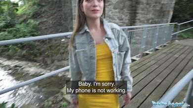 She gets fucked deep by a fat cock in public