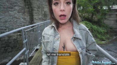 She gets fucked deep by a fat cock in public