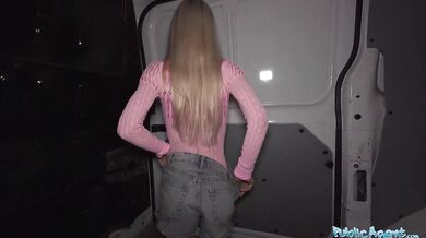 Super sexy blonde has sex with a stranger in the back of a transit van