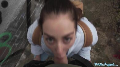 She takes his big cock down to the balls after losing a simple game