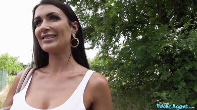 Saucy British Brunette Mom Fucks A Big Cock Outside