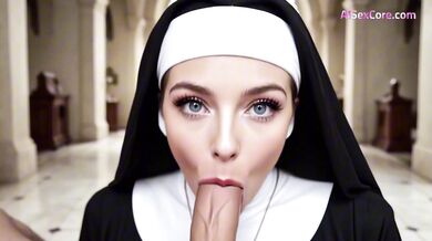 The church nun rides deep anal craving hot sex and ends with her face splattered with cum