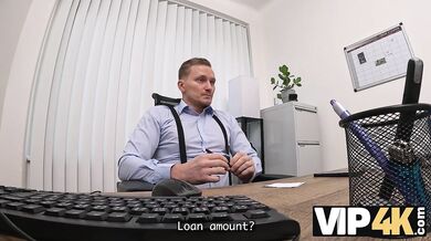 Horny Blonde Takes Off Her Panties In Front Of Her Loan Officer