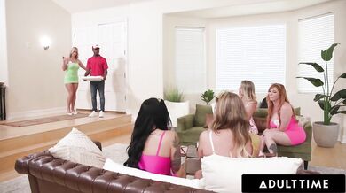 Bachelorette Party MILFs Mistake Pizza Guy For Stripper And Start Wild Reverse Gangbang