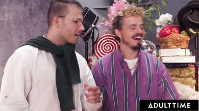 Coworkers' Naughty Christmas Vintage Photoshoot Turns Into Festive Wild Orgy