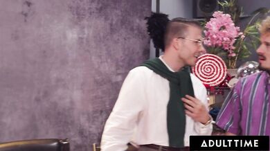 Coworkers' Naughty Christmas Vintage Photoshoot Turns Into Festive Wild Orgy