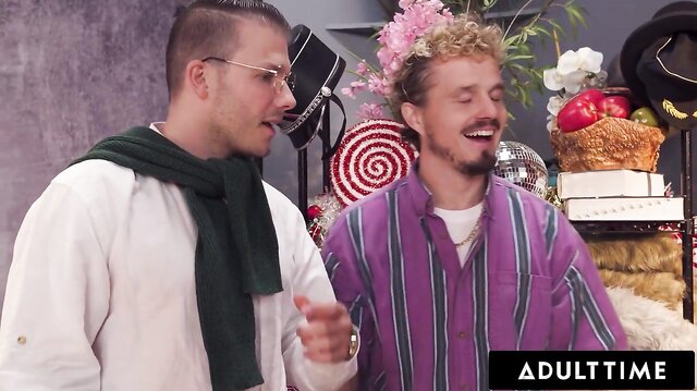 Coworkers' Naughty Christmas Vintage Photoshoot Turns Into Festive Wild Orgy