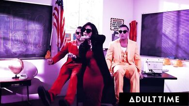 MILF Teacher Joanna Angel Joins Bisexual Students In Steamy Traffic Class Threesome