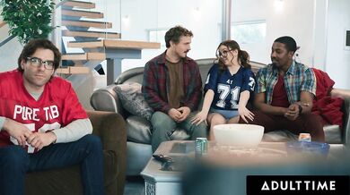 Naughty Leana Lovings Almost Caught Riding Stepdad's Best Buddies!