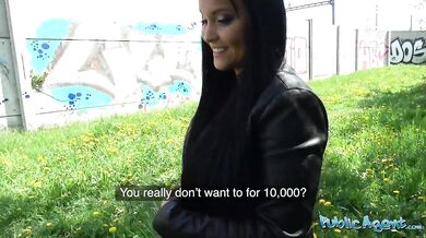 Hot 18 year old brunette with big ass has public sex for first time