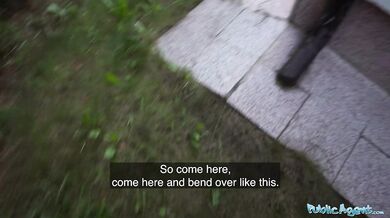 Cute South American brunette has sex in someone's garden