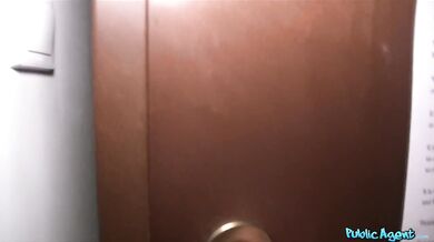 Naughty wife fucked in hotel room while husband waits outside