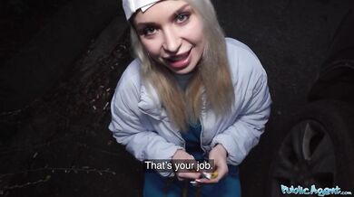 Blonde Pizza Delivery Girl With Big Natural Boobs Gets Fucked