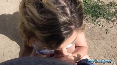 Super hot European girl with body like a model gets caught having sex in public
