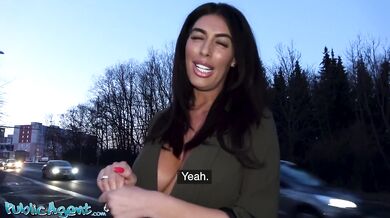 Northern Lass catches perv wanking his cock outside and gets creampie in basement