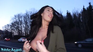 Northern Lass catches perv wanking his cock outside and gets creampie in basement