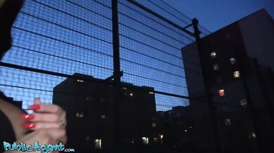 Northern Lass catches perv wanking his cock outside and gets creampie in basement