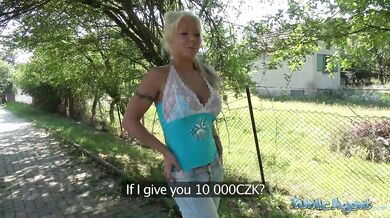 British busty slim housewife gets excited for risky blowjob and cheating sex outdoors