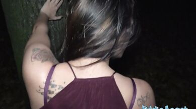 Spanish girl with beautiful natural tits picked up at night and fucked to creampie