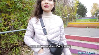 Busty Helina Dream takes big cock in public for POV sex
