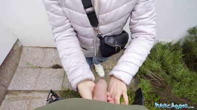 Busty Helina Dream takes big cock in public for POV sex