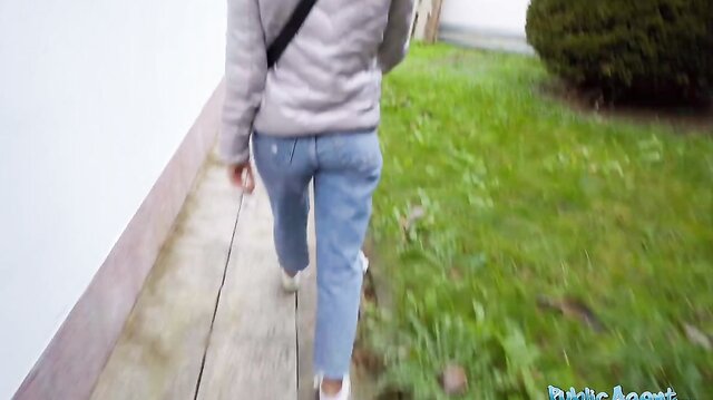 Busty Helina Dream takes big cock in public for POV sex