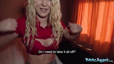 Pretty blonde student with perfect shaved little pussy simp fucked in a hotel room